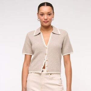 Abercrombie & Fitch Taupe and Cream Knit Sweater